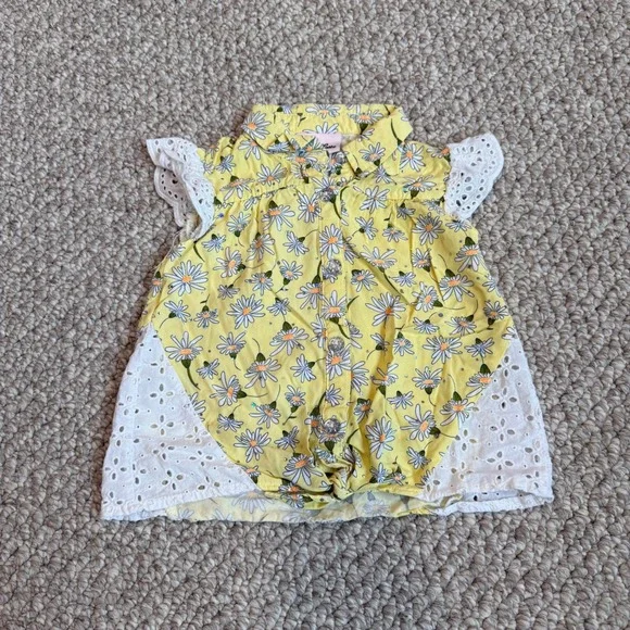 Little Lass Baby Girls Yellow Daisy‎ Eyelet Dress & Leggings Set Size 24 Months - Picture 3 of 4